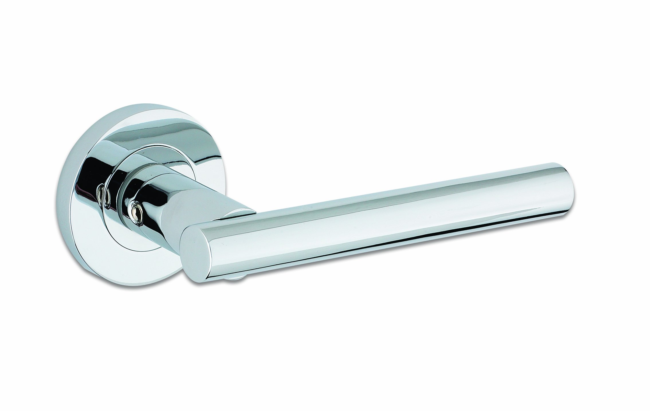 ZPZ090CP - Lucca Round Rose Lever Door Handles - Zoo Hardware Collection - Screw On Rose - Polished Chrome