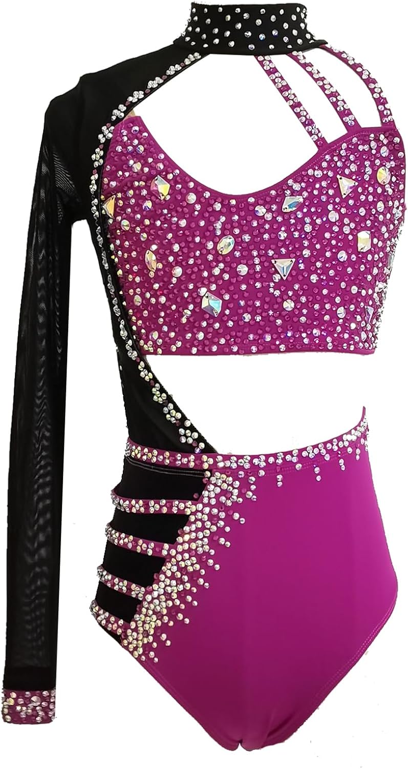 Lyrical Dance Dress Purple with Breathable Mesh Custom for Girls Performance or Competition