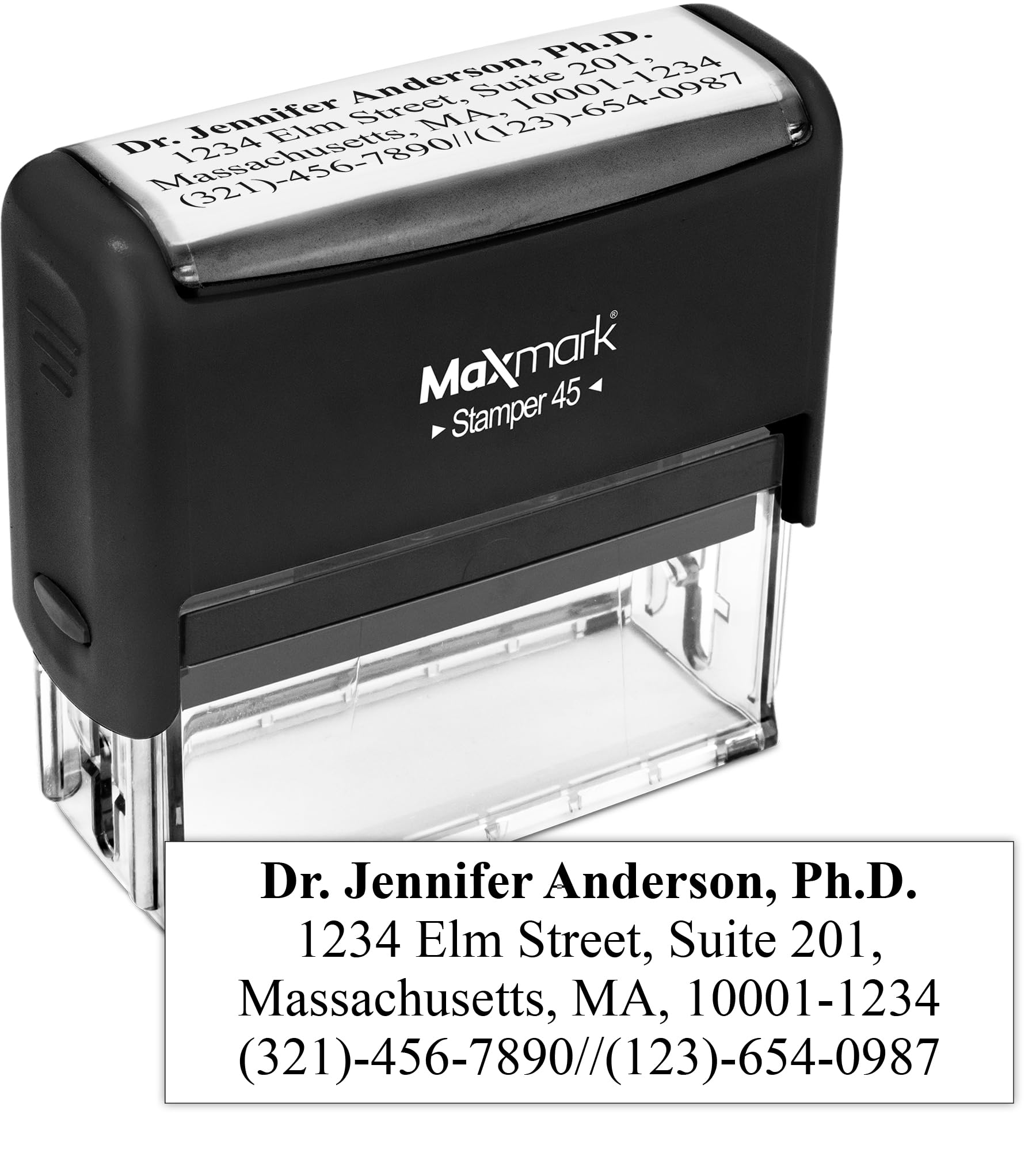 MaxMark Customized Self Inking Stamp - Up to 6 Lines of Text - Large & Wide Size - Choose from 15 Ink Colors
