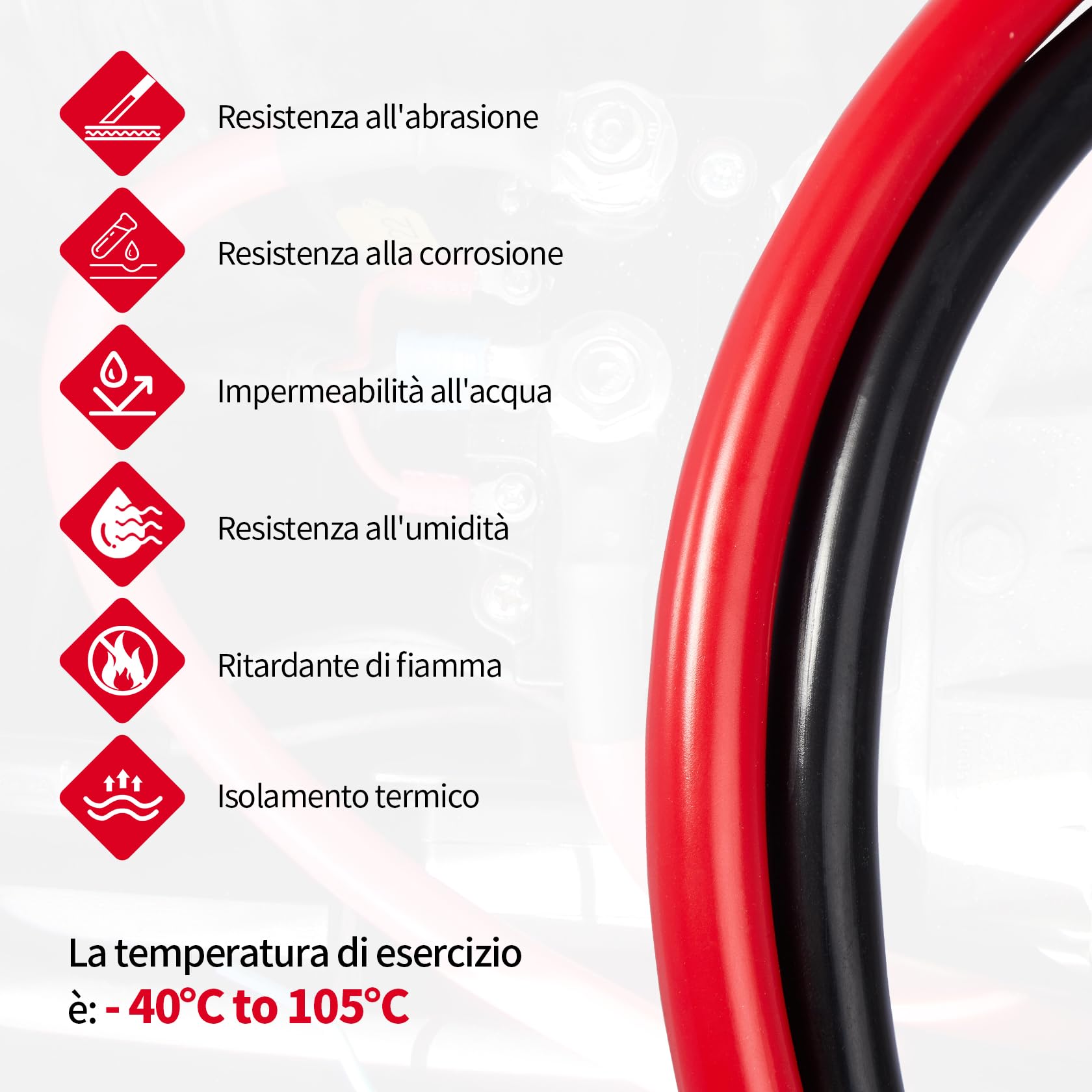 CarBole Cavi Batteria 25mm² 3AWG, 50cm, Cavo Batteria Auto 12V | Cavo Inverter Batteria, Fili di Rame Stagnato, Terminali di Rame Stagnato, Eccellente Conducibilità Elettrica