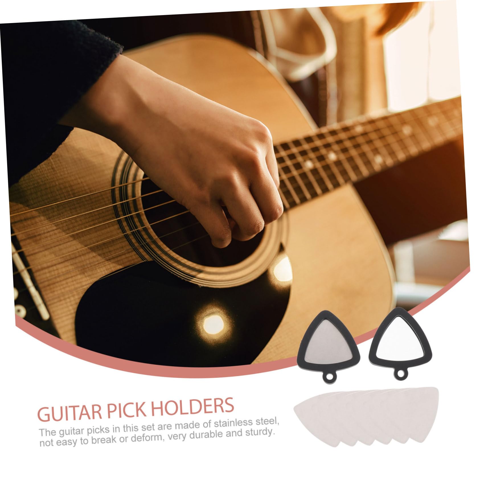 ibasenice 5sets Supporti Per Plettro Silicone Con Plettro Acciaio Inossidabile Accessori Per Chitarra Per Folk Elettrica e Acustica Pratico Per Musicisti
