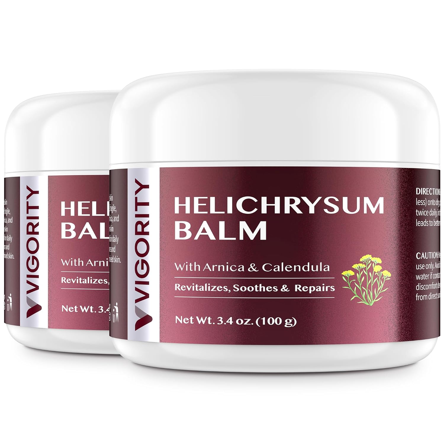 Vigority Helichrysum Balm: Restorative Cream with Arnica & Calendula - Moisturizes & Revitalizes Face & Body (2-Pack(6.8 oz - Original))
