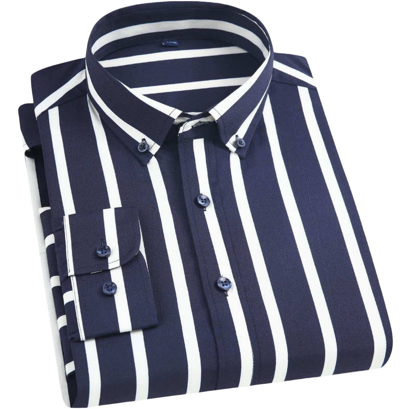 Camicia casual da uomo a maniche lunghe stile britannico a righe Colorblock Slim Fit leggero Button Down