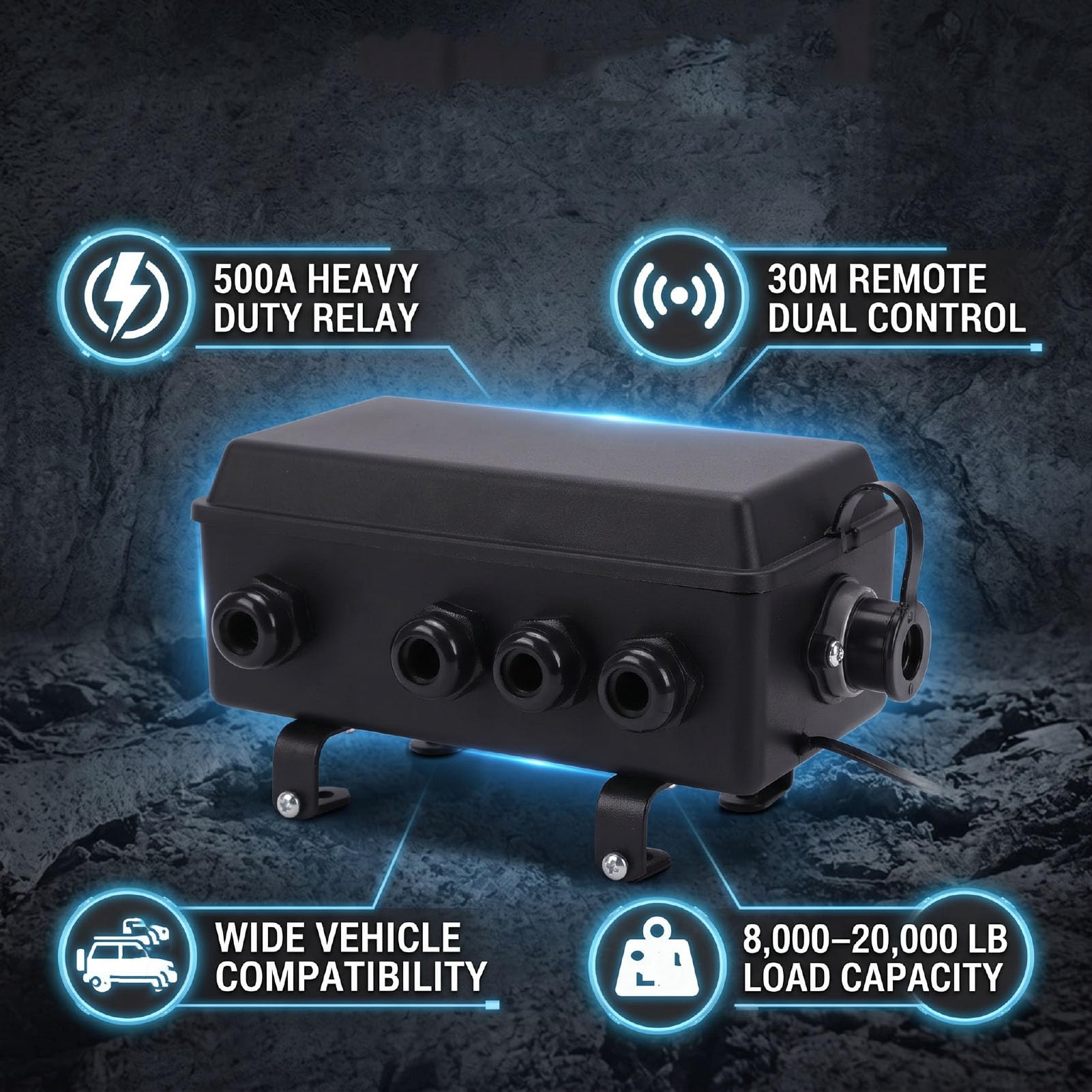 Akozon 12V 500A Winden-Magnetschütz-Relais und Twin-Remote-Kit