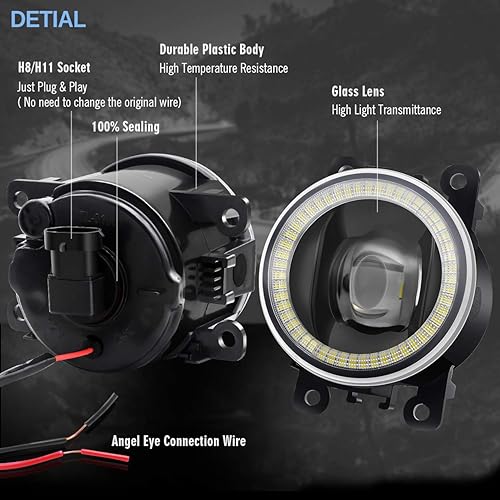 Miniatura 2 de Luces antiniebla con función de ojo de ángel 2 en 1 para Ford 08-14 Focus, 11-15 Explorer, 13-16 Fusion, 11-18 Transit, 14-18 Fiesta, 05-17 Mustang