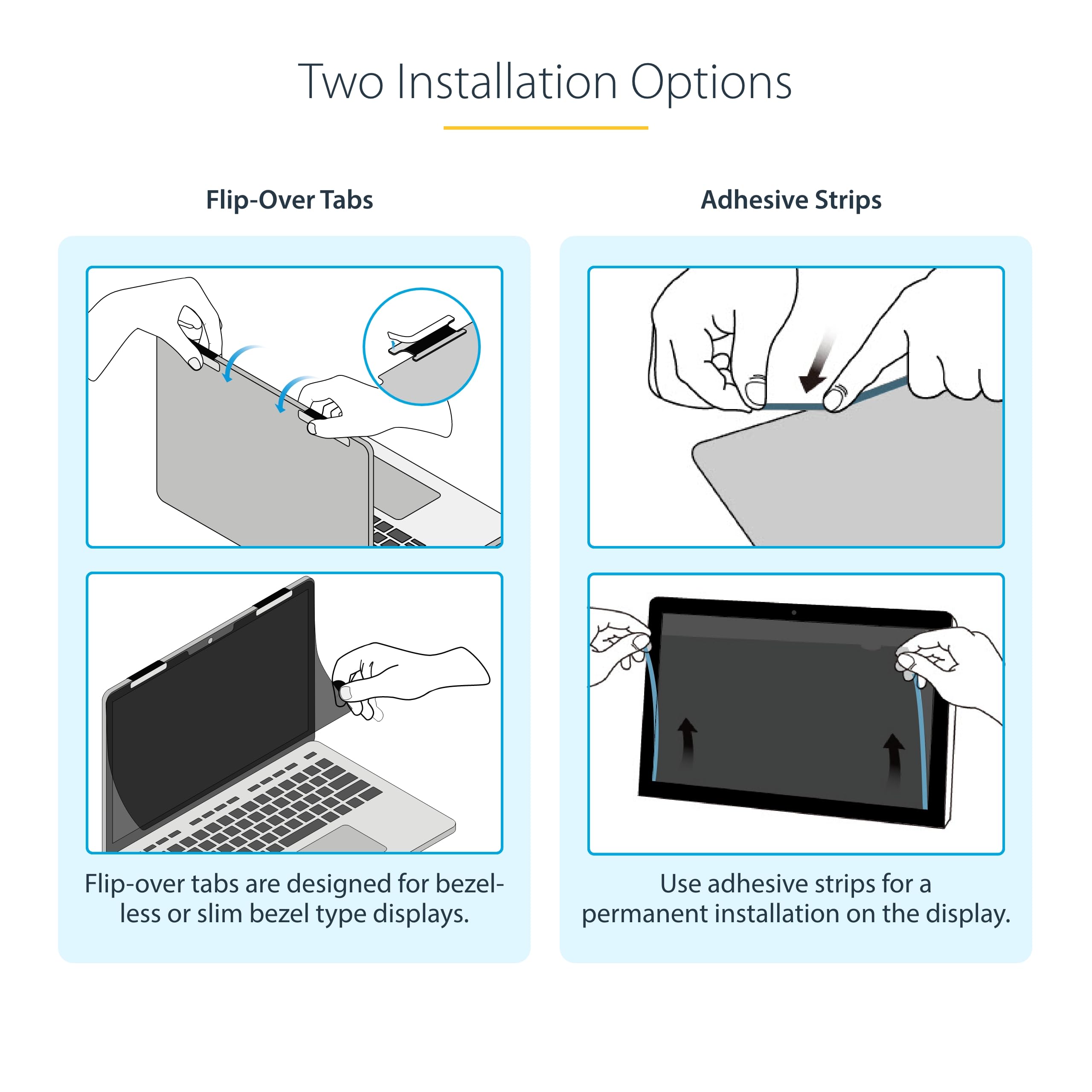 StarTech.com Filtre de Confidentialité Tactile de 13,5" 3:2, Écran de Confidentialité/Filtre Antireflet, Protecteur d'Écran d'Ordinateur Portable avec Réduction de 51% de la Lumière Bleue, Rabattable