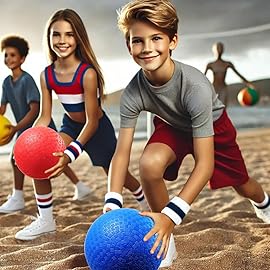 AppleRound 8.5 Inch Playground Ball with Air Pump, Pack of 1 Ball with 1 Pump, Official Size for Dodge Ball, Handball, Camps and Schools (Red)