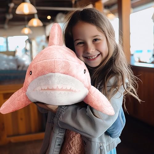 Miniatura 3 de MUPI Almohada de peluche de tiburón de 23 pulgadas, almohada de tiburón de peluche, tiburón de juguete, tiburón de peluche, gran peluche, muñeco de