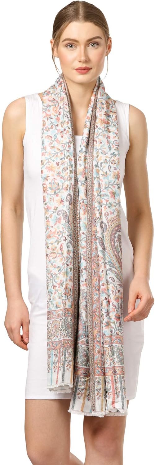 Pashtush Women's Kaani Design, Soft Bamboo Scarf, Casual Shawls, Stoles, Wraps (soft Bamboo) Black (Black)