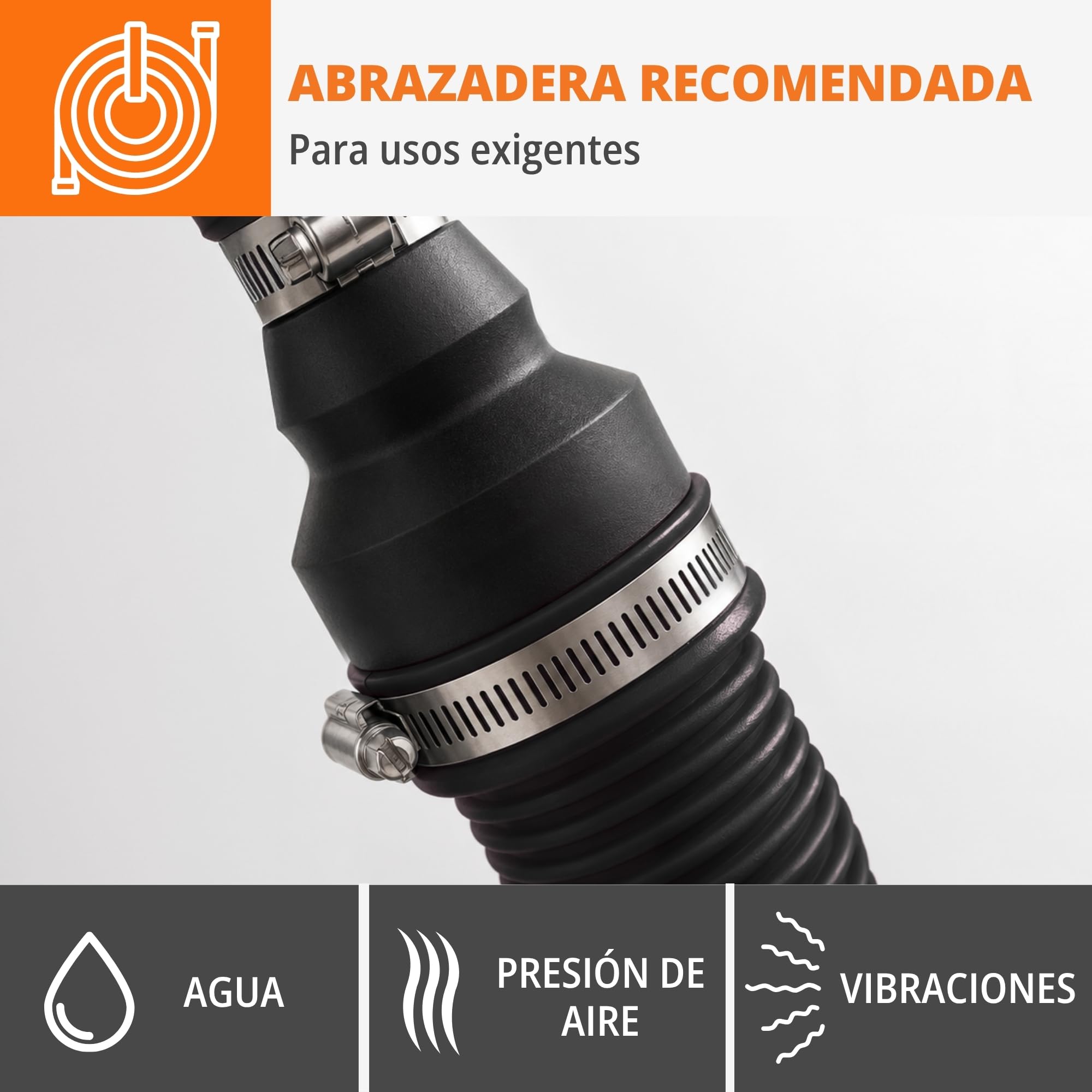 WFix Adaptador Ventilación y Manguera 100-150 mm ABS-CF Negro | Reductor configurable, salida de aire, aspiración, piscina, taller, salas técnicas