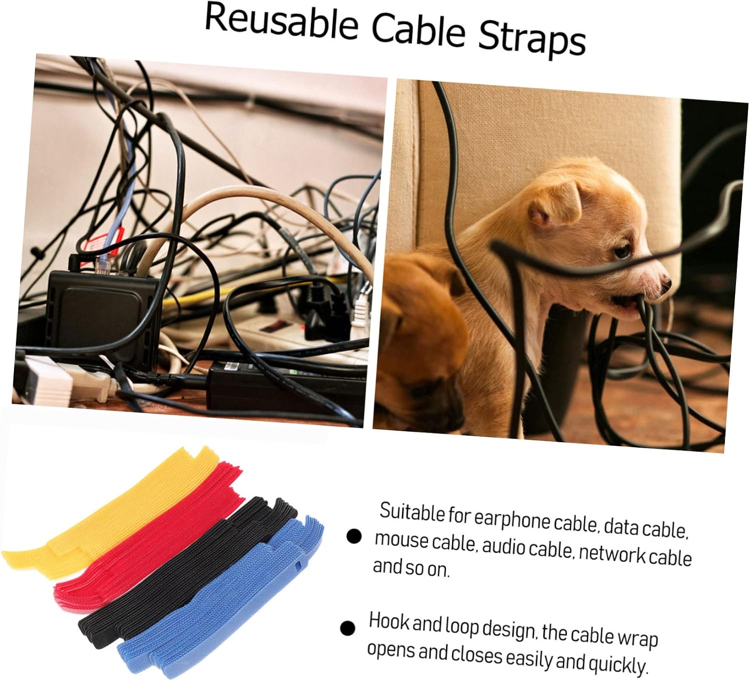 Gadpiparty 320pcs Adjustable Cable Organizer Straps Self-adhesive Cord Management Ties for Data Audio and Power Cables Break-resistant Multi