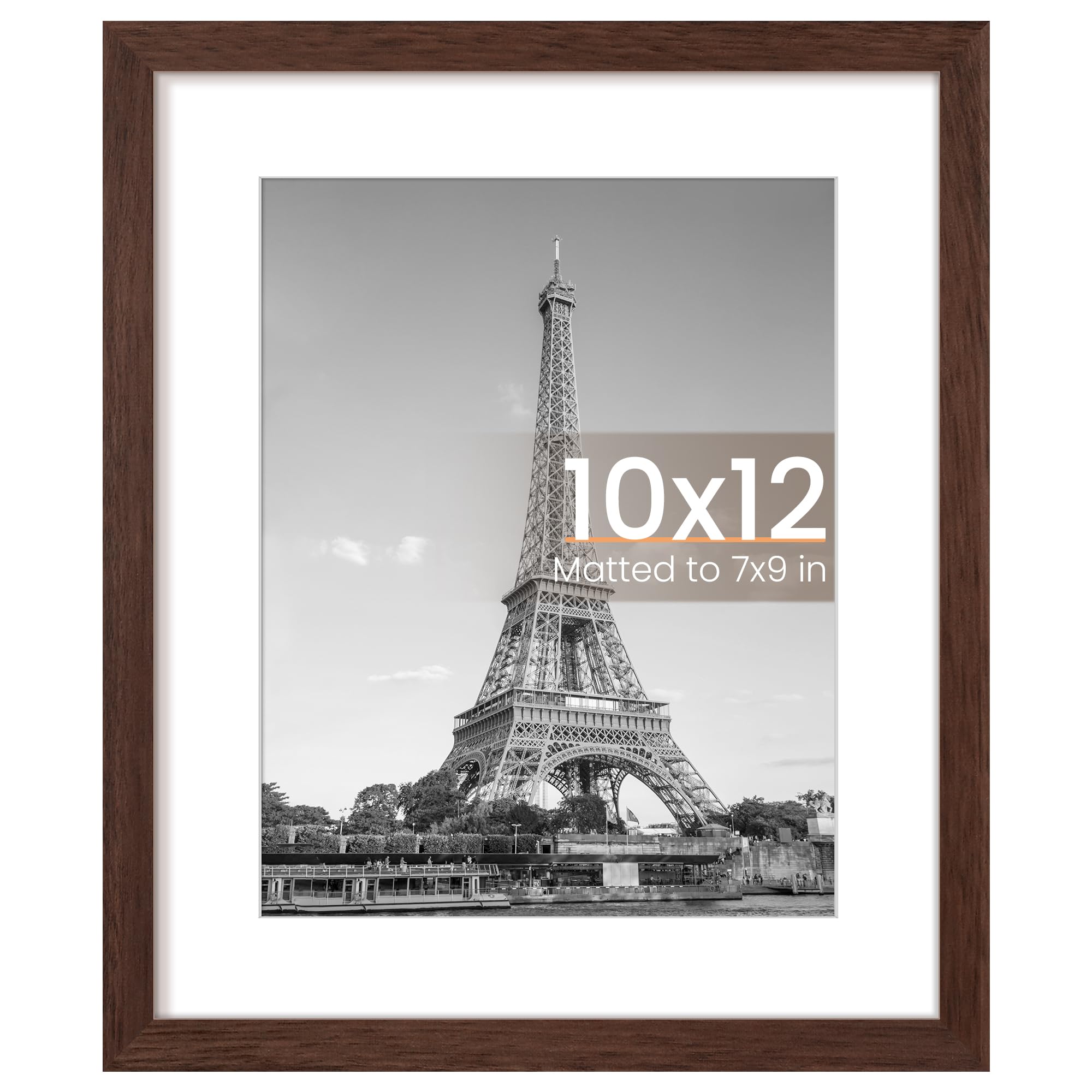 upsimples 10x12 Picture Frame, Wall Decor Photo Frames, Brown 1 Pack | 10 x 12 Frame, 7x9 Frame with Mat for Gallery Wall, Family, Baby, Dog, Dorm, Christmas
