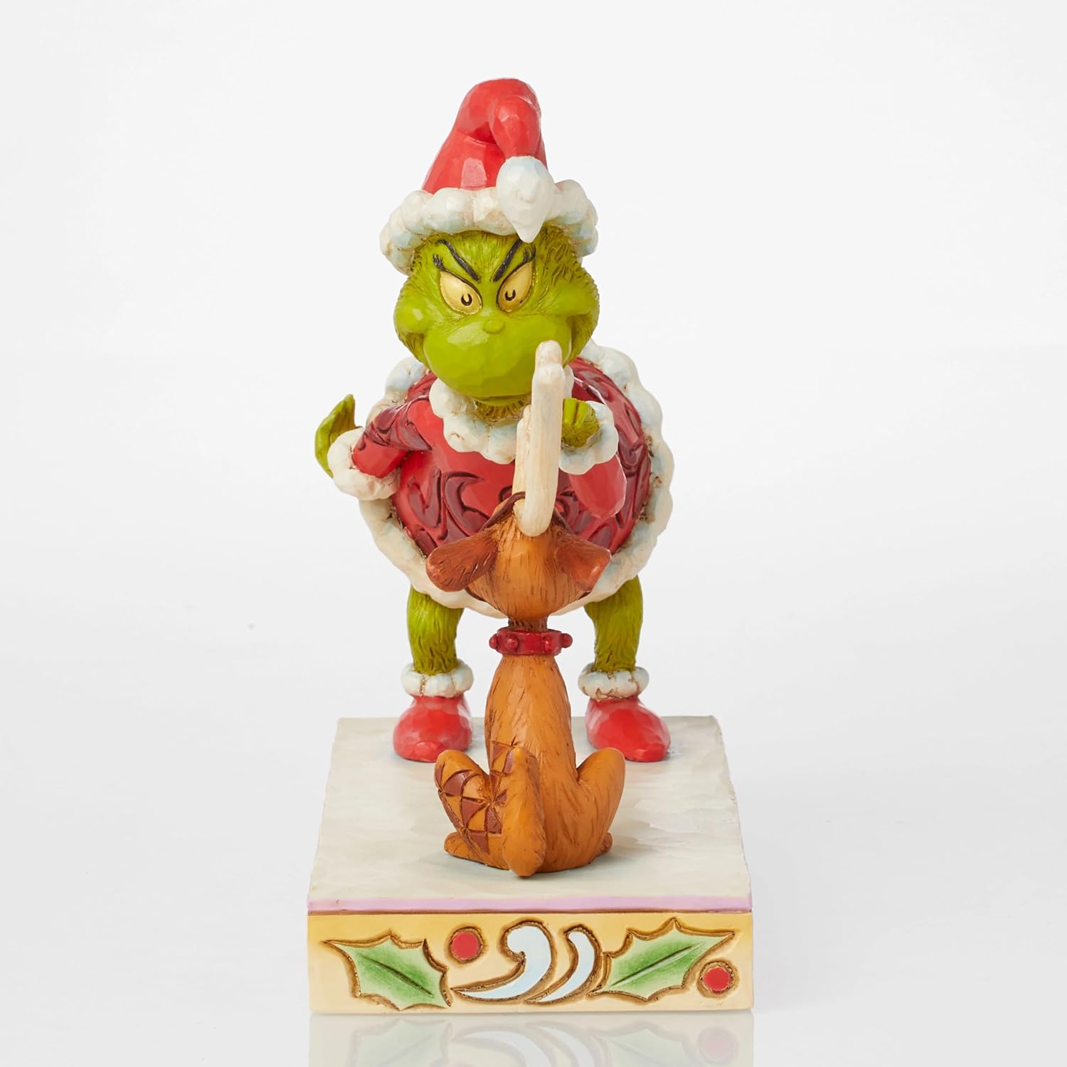 Enesco Dr. Seuss Grinch by Jim Shore Santa Grinch Petting Reindeer Max Figurine, Grinchmas Stone Resin Hand Crafted Collectible Christmas Figurines Home Decor Sculpture Statue, 5.5 Inch, Multicolor