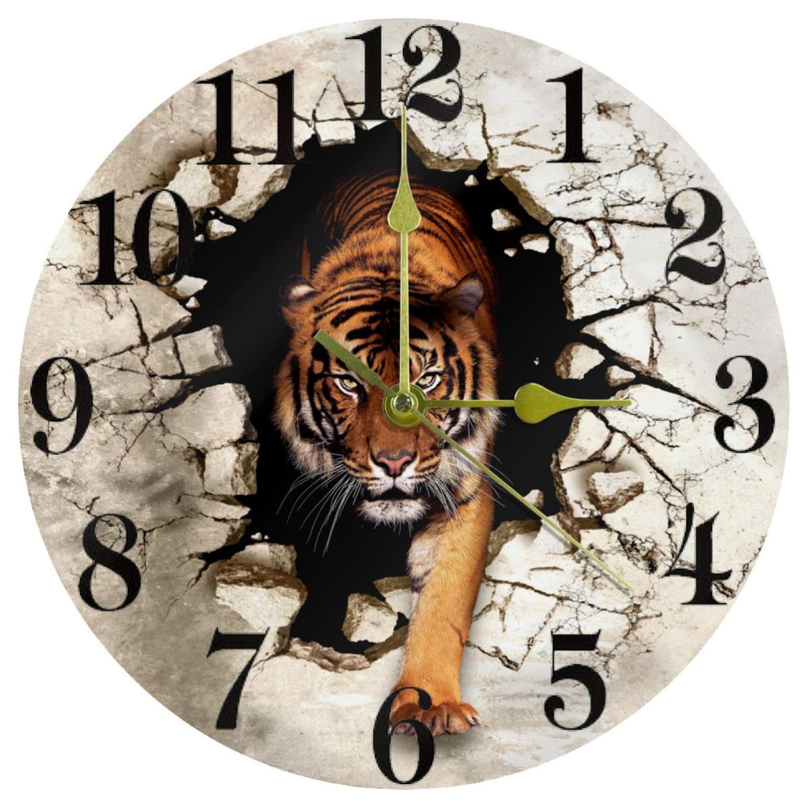 Horloge murale ronde Tiger Walk fonctionnement à piles école maison