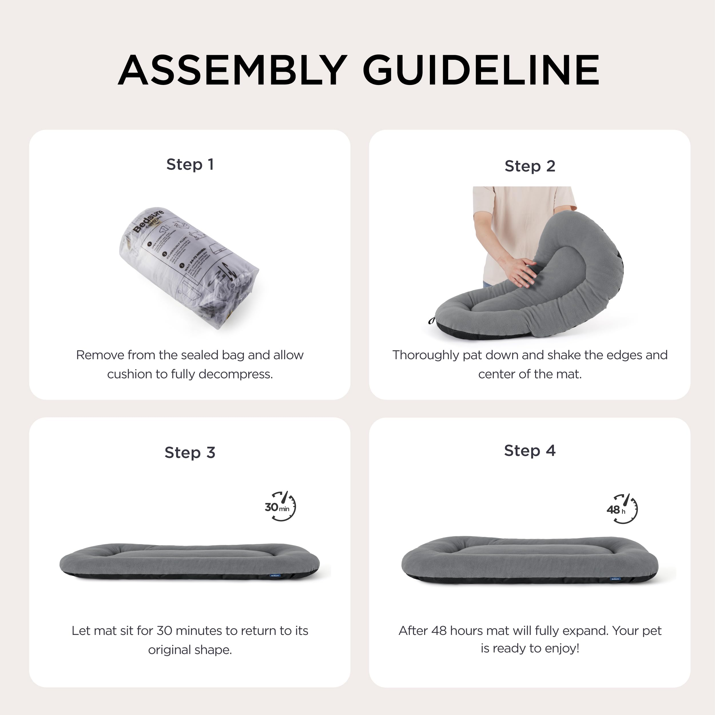 Bedsure Washable Dog Crate Pad for Extra Large Dogs, Flat Puppy Kennel Dog Bed for Crate, Ultra Soft Fleece Pet Sleeping Mat with Non-Slip Bottom, Light Grey XL 41