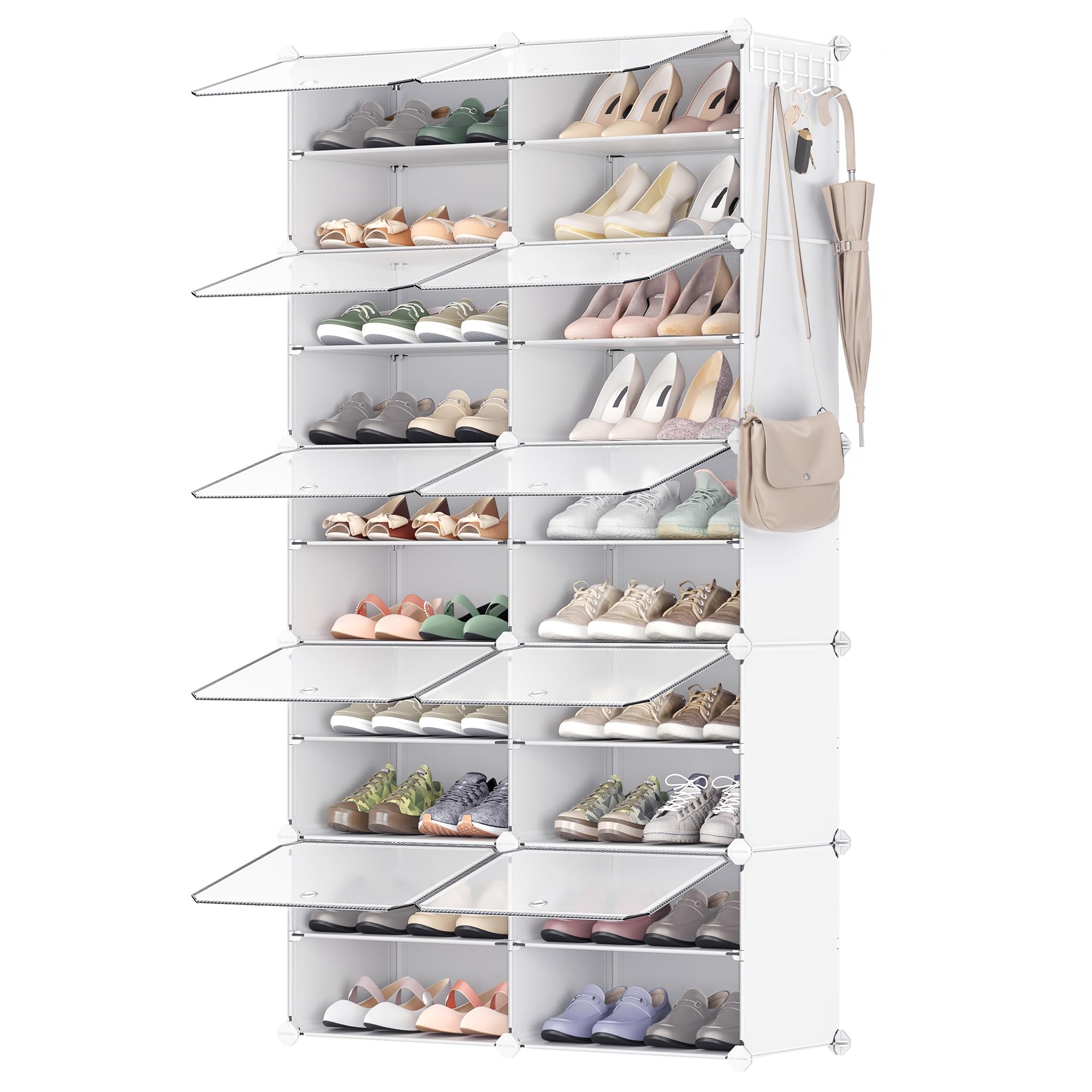 SONGMICS Shoe Rack Organizer, 10-Tier Shoe Storage Cabinet for Closet and Entryway, Holds 40 Pairs of Shoes, Adjustable, White ULPC035W01