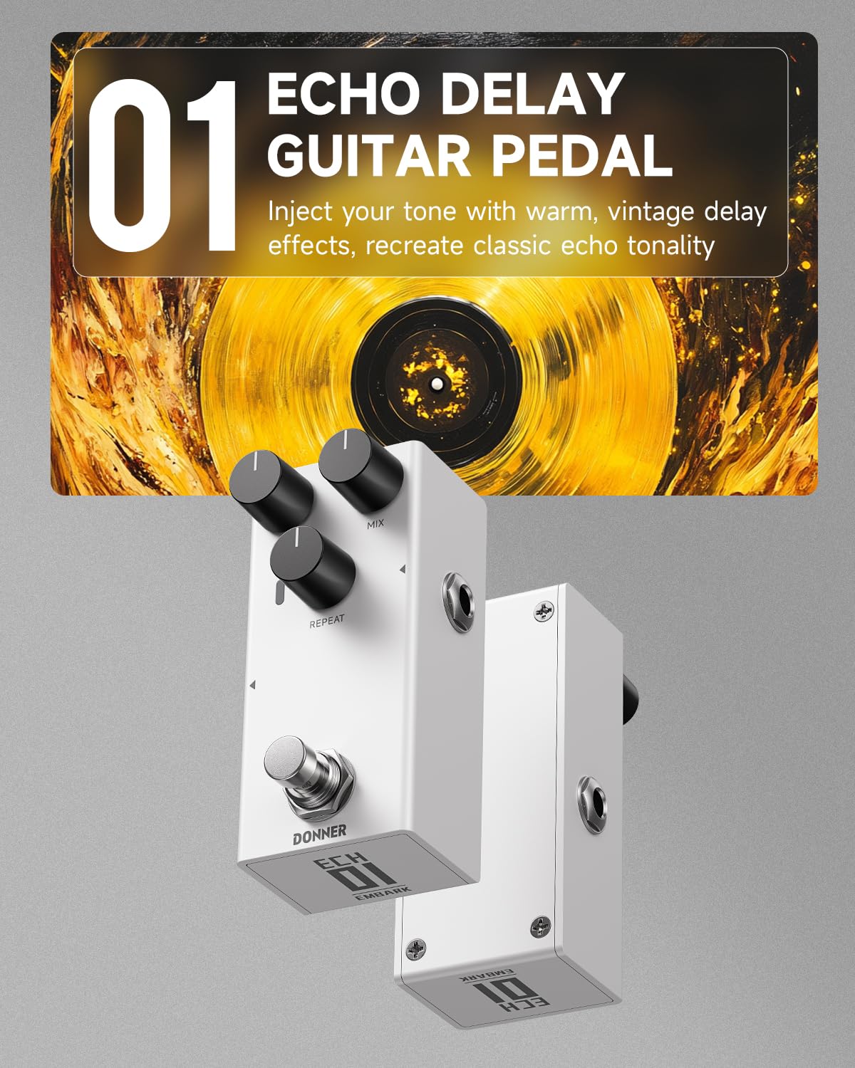 Donner EMBARK 01 ECHO Delay Guitar Pedal, DIY Shell, Electric Guitar, Analog Guitar Effect Pedal, true bypass