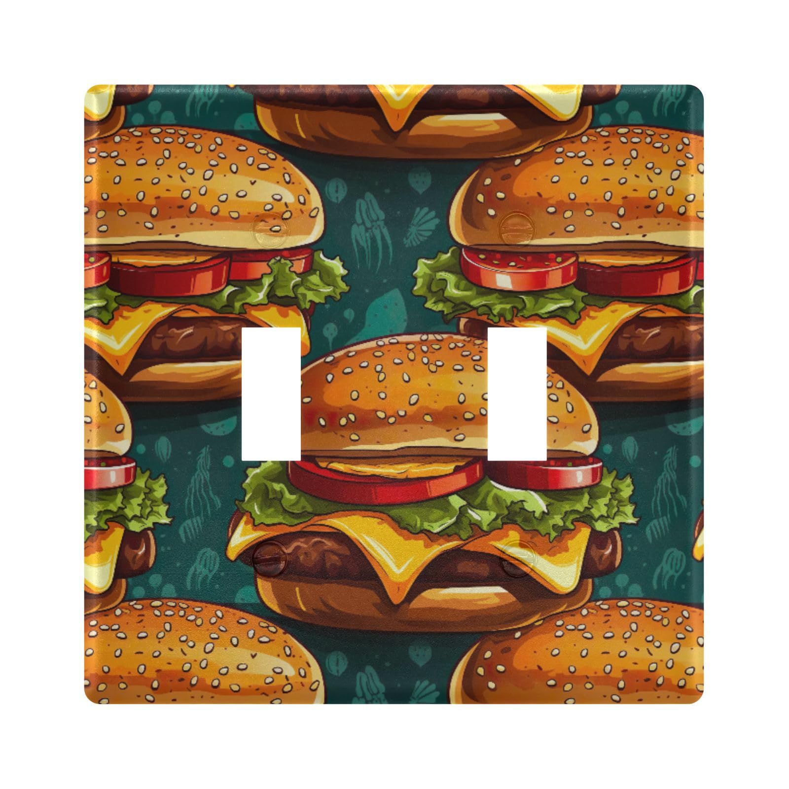 UMIRIKO Hamburger Light Switch Cover Plate Covers Decorative Double Toggle Home Decor 202a8866