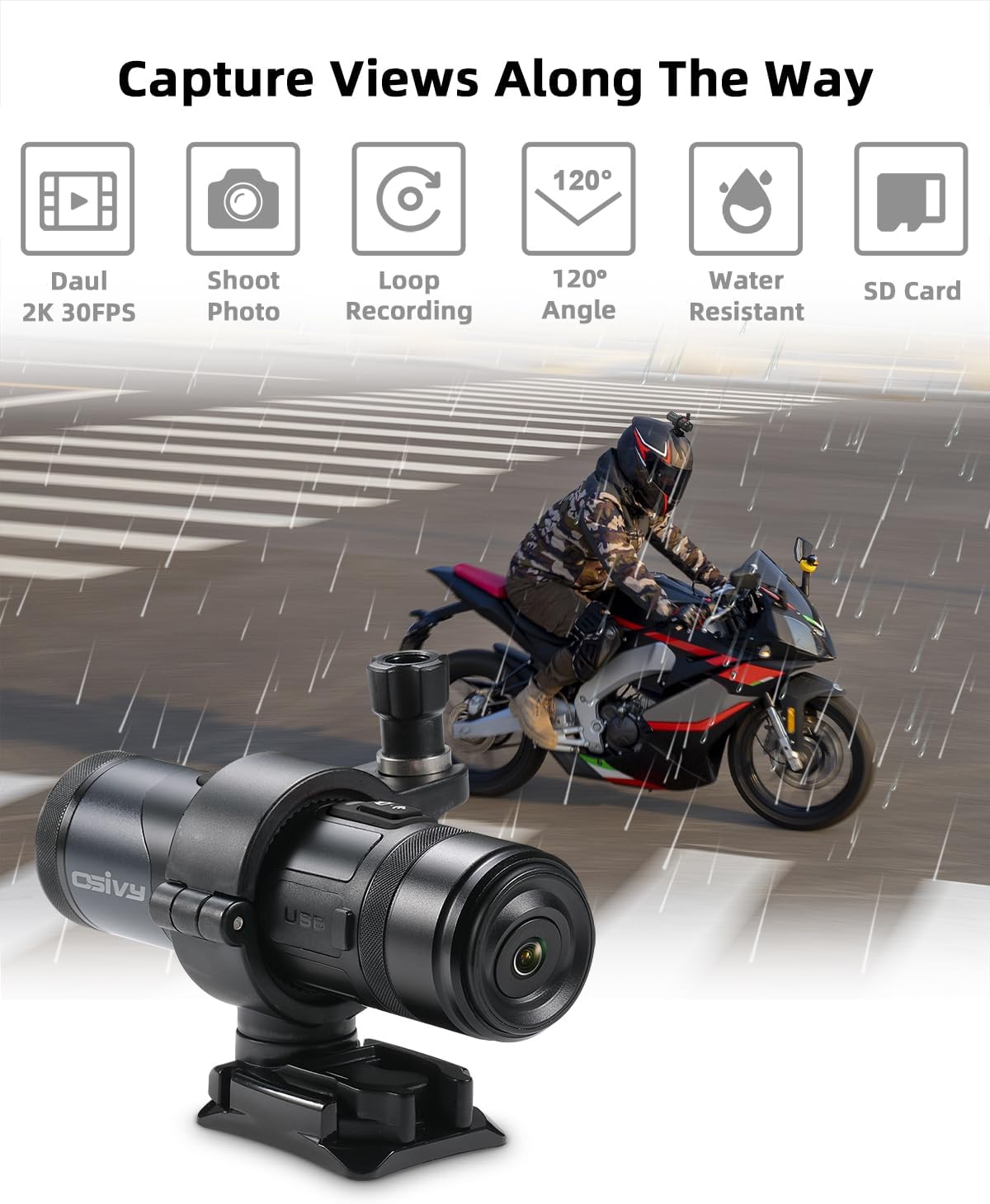 2K Helmet Camera for Motorcycle with 2.4G Remote Control,Dual Lens Bike Cameras with App Control,Motorcycle Helmet Recorder Front and Rear,Cycling Dash Cam with 32G TF Card Loop Recording.