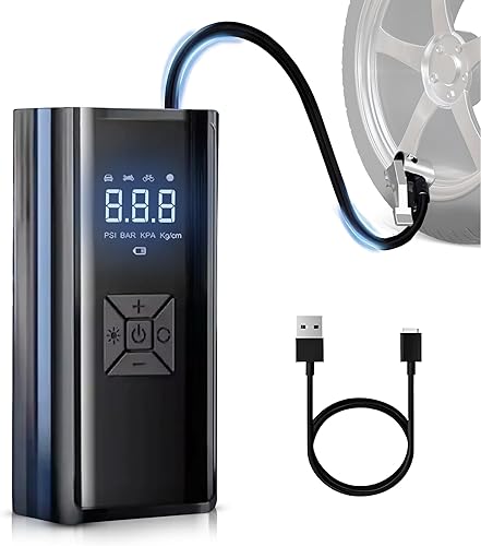 Tirol AIRX - Compresor de aire portátil para neumáticos de automóvil, compresor de aire portátil de 60 PSI, inalámbrico, diseño compacto, apagado