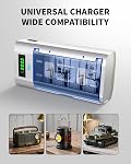 EBL Battery Charger for AA AAA C D 9V, Rechargeable Battery Charger with 4 Counts D Cell 10000mAh Batteries, LCD Smart Charger with Discharge Function