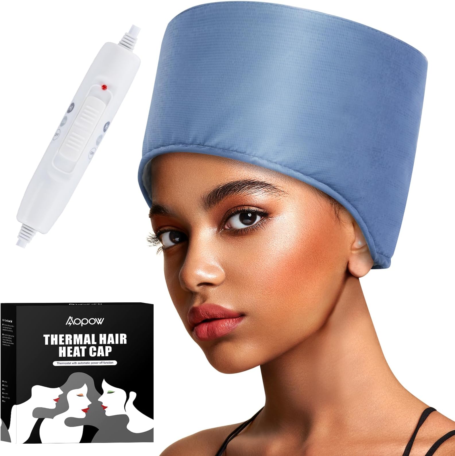 Hair Cap Treatment Steamer - Deep Conditioning Thermal Heat Caps Electric for Afro Hair Hot Care Hat Home Spa with 2 Mode/Blue (UK Plug)