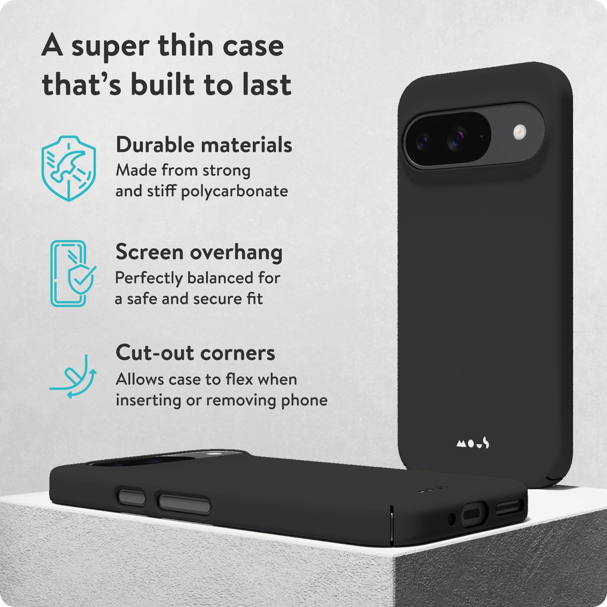 Custodia Con Catena Per Google Pixel 9 - Moex Cover Silicone Trasparente E Cinturino Regolabile, Antracite