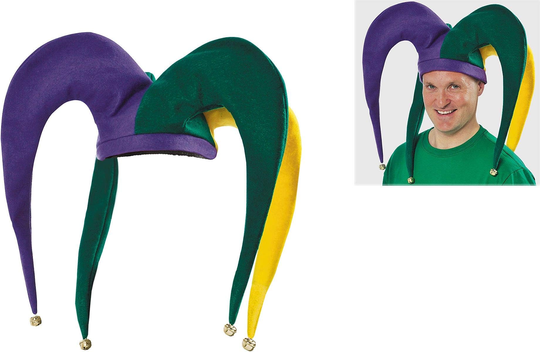 Giant Jester Hat with Bells - 19" x 11", Multicolor - 1 Pc