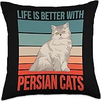 Vista 5 de Funny Persian Cat Gifts and Accessoires Stuff Longhair Life is Better with Persian Cats - Almohada de 16 x 16 pulgadas, multicolor