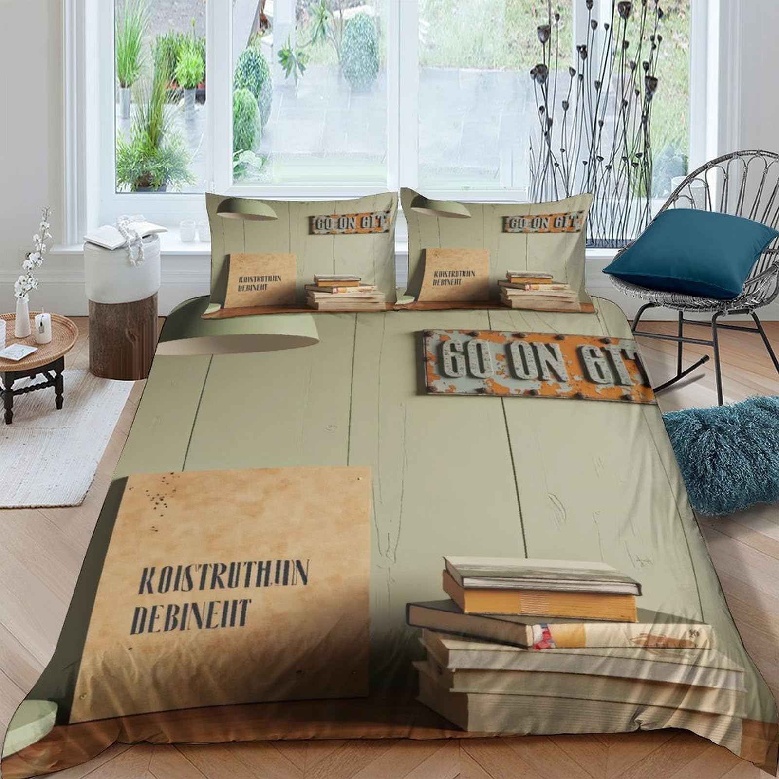 Ctjqhvkz Style-9 3D Printed Vintage Book Stack Fitted Sheet Microfiber Literary Quote Bed Cover For Bedroom Dorm Decor Mattress Protection Single（135X200cm）