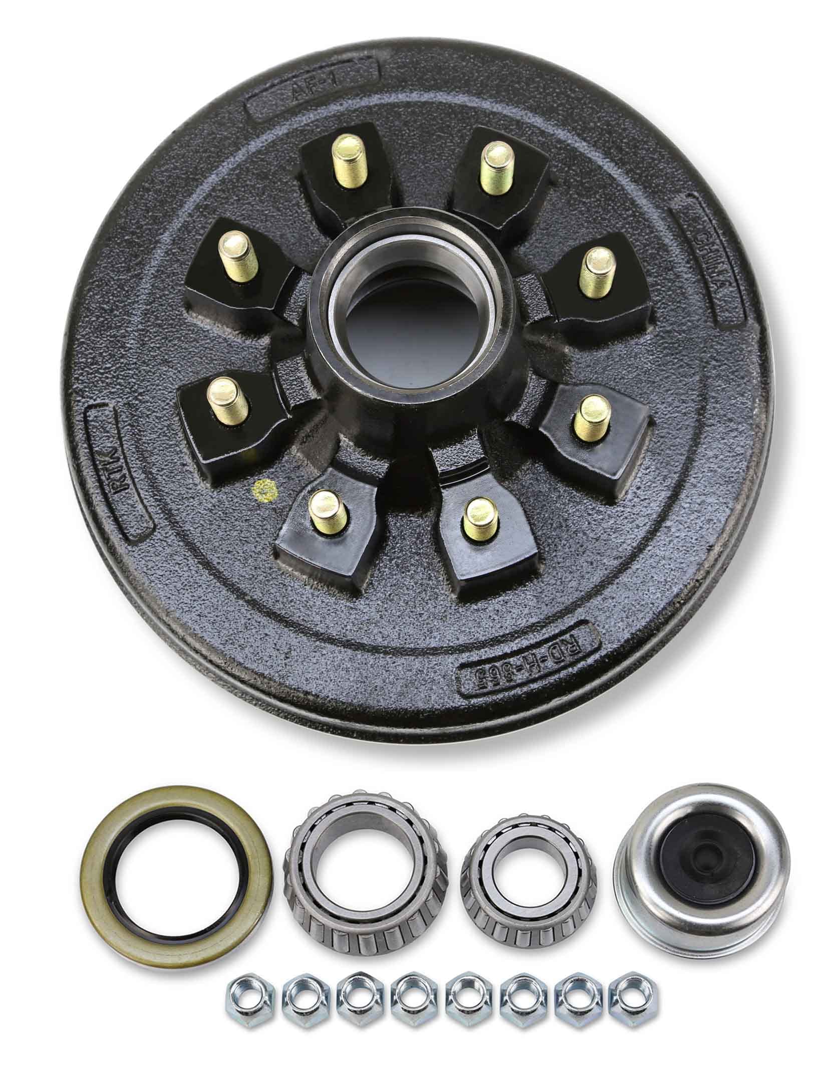 LIBRA One New HD 12" X 2" Trailer Brake Drum Kit 8 on 6.5" B.C. for 7K-8K Lbs Axle with 9/16" studs- 22050k