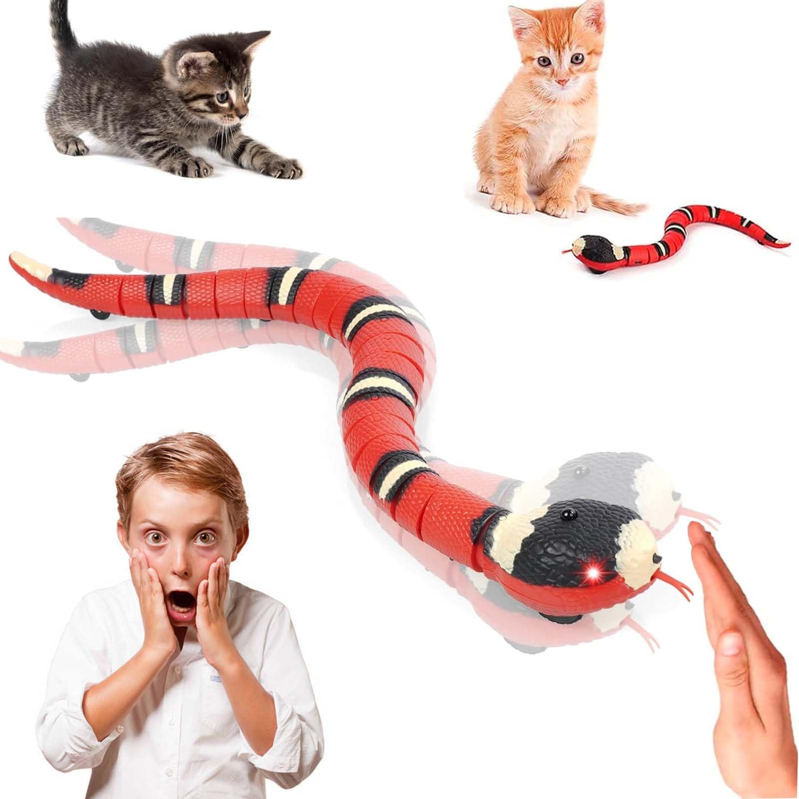 Pipihome Juguete de serpiente de gato, carga USB, juguete de serpiente, juguete interactivo para gatos, serpiente eléctrica, juguete interactivo para gatos, juguete interactivo