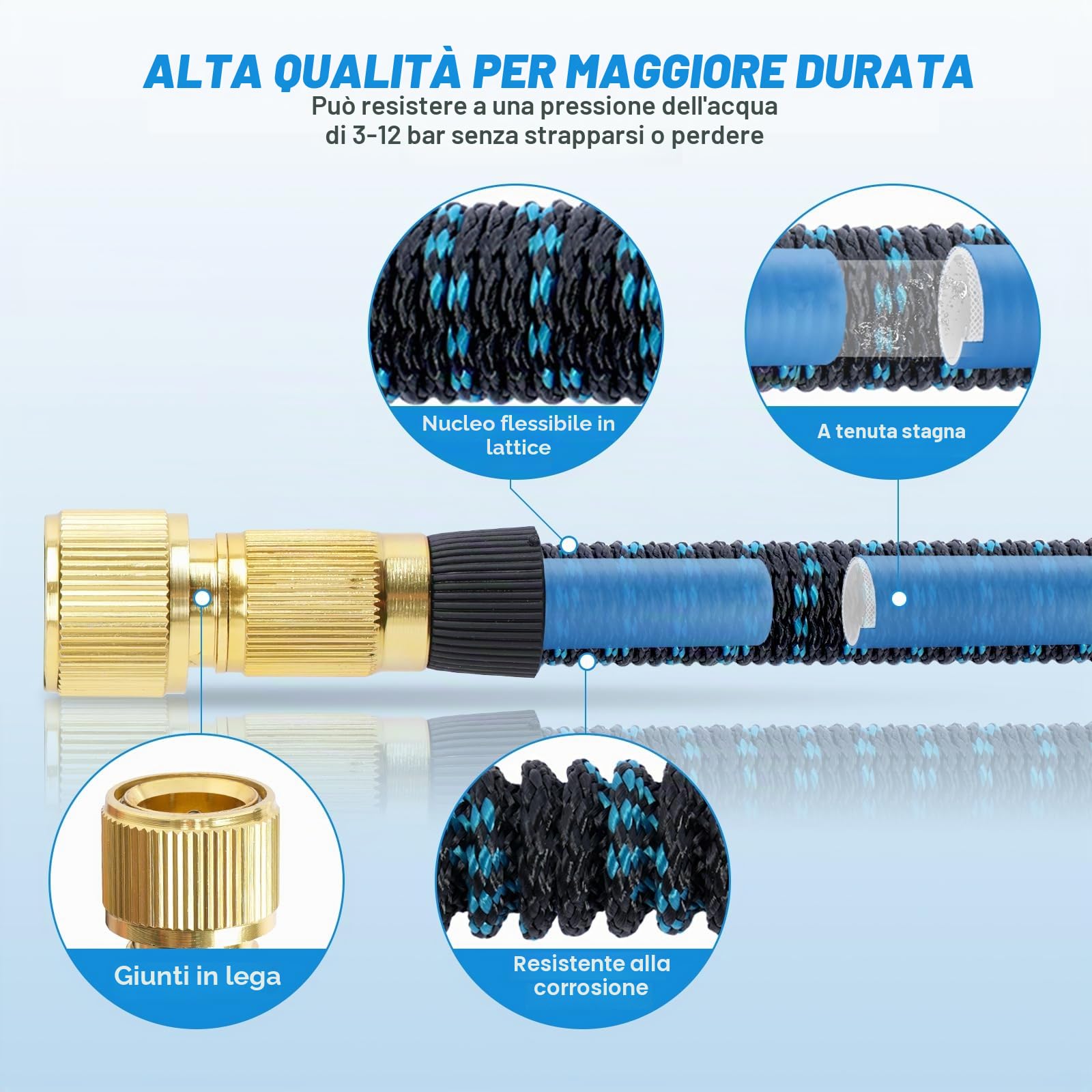 Jsdoin Tubo Acqua Giardino 30 Metri - Estensibile per con Pistola a Spruzzo 10 Funzioni, Canna Irrigazione Adattatori da 1/2" e 3/4" Innaffiare,Giardinaggio Lavaggio Auto (30M/100FT)