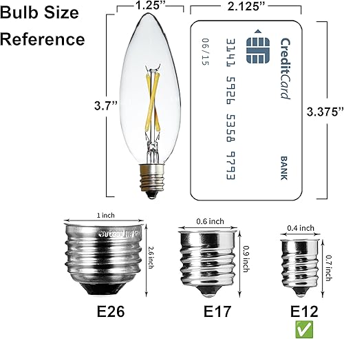 Miniatura 3 de 6 piezas de bombilla LED C32, 2W equivale a 20W, bombilla Edison de base E12, luz blanca, bombilla de vela de vidrio transparente LED para lámpara