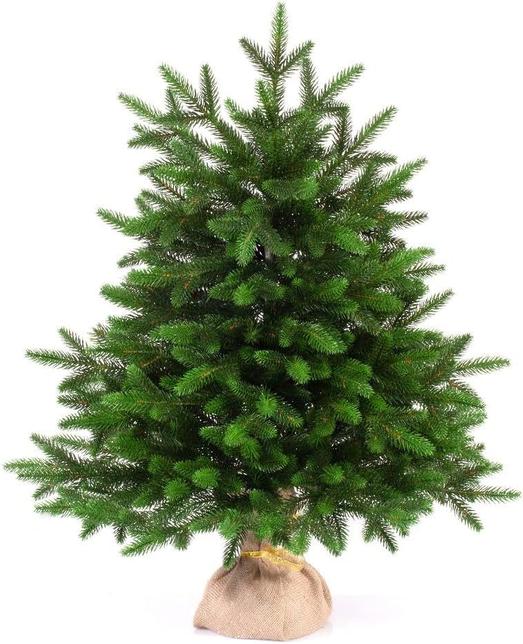 eveXmas Árbol de Navidad artificial, 65 cm, árbol de Navidad ónix, verde clásico, 67 ramas, 100% puntas de polietileno, incluye soporte de cuerda