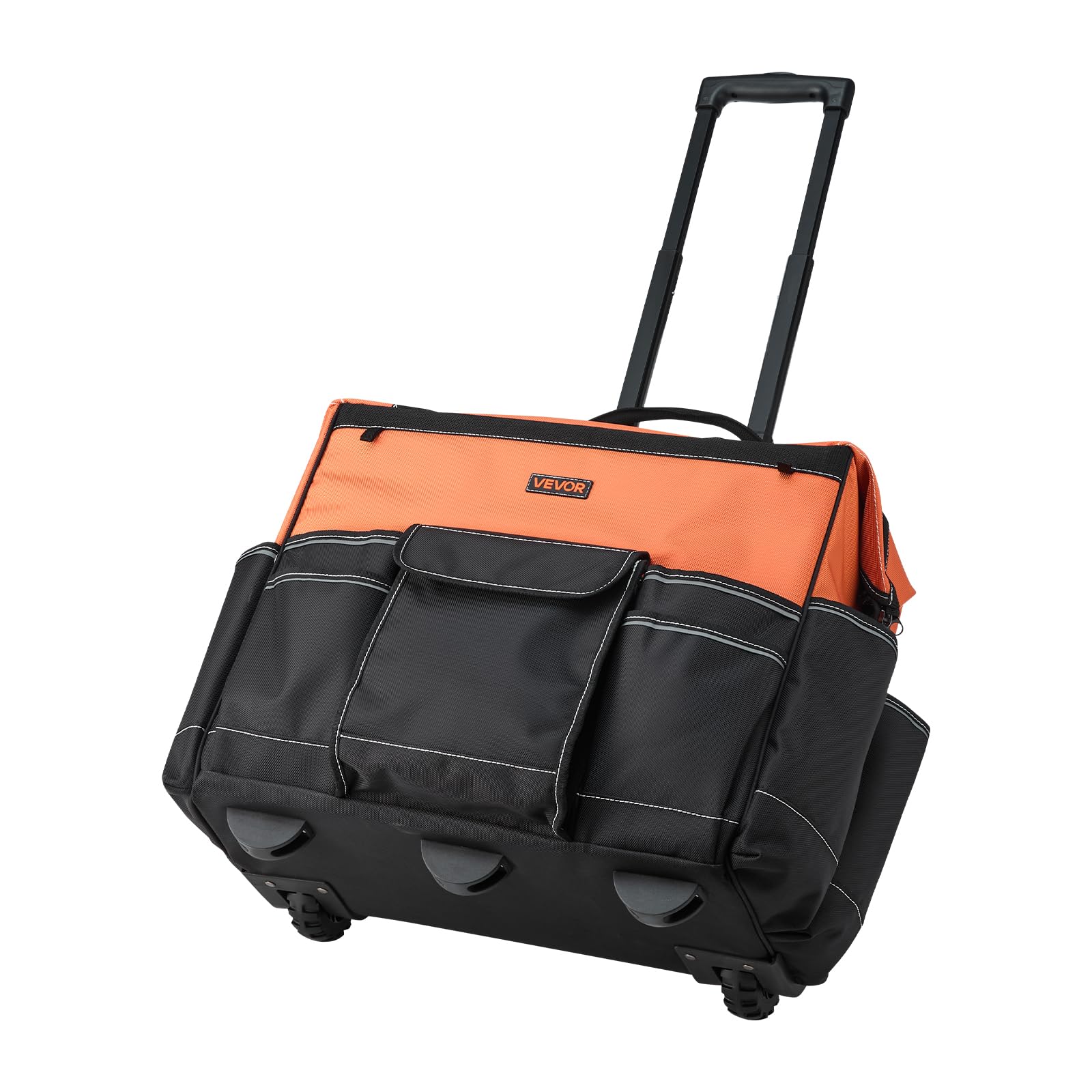VEVOR Mochila con Ruedas de 510 x 310 x 450 mm Capacidad de Carga de 50 kg, Mochila de Herramientas Resistente con 27 Bolsillos, Asa Telescópica Ajustable y Base Estable para Construcción y Mecánico