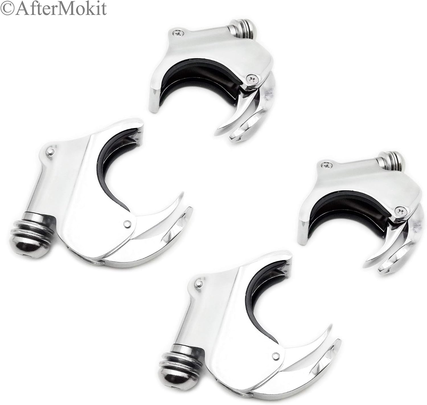 Quick Release Windshield Clamps for 49mm Forks 2002-2010 V-Rod 2006-2011 Dyna 2007 CVO Destroyer 2016 and up Sportster Forty Eight 2018 and up Breakout Low Rider Street Bob Chrome 4 Pack