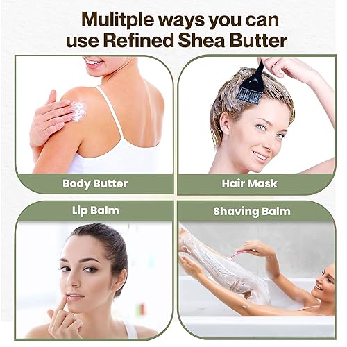 Miniatura 3 de uh*Roh*Muh Manteca de karité refinada de Francia, 16 onzas, textura suave y inodora, manteca de karité de grado cosmético para cuidado de la piel,