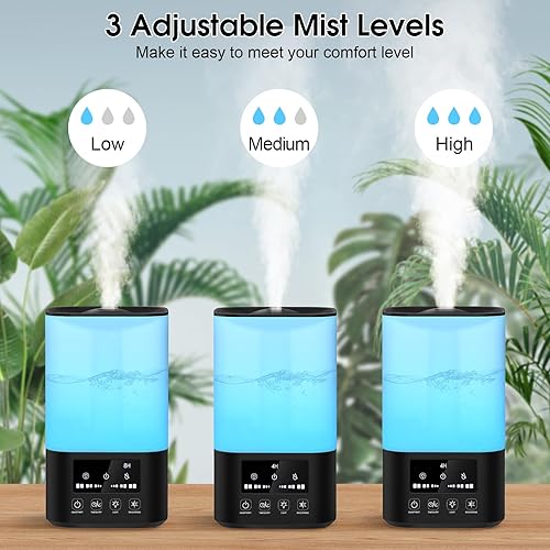 Miniatura 6 de Humidificadores para dormitorio, humidificadores de niebla fría para habitación grande, humidificadores de llenado superior de 3 litros para el