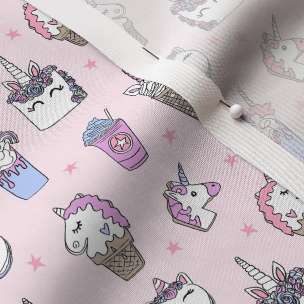 Spoonflower Fabric - Unicorn Food Ice Cream Cone Unicorns Cake Cute Kawaii Rainbows Pastel Printed on Cotton Poplin Fabric by The Yard - Sewing Shirting Quilting Dresses Apparel Crafts