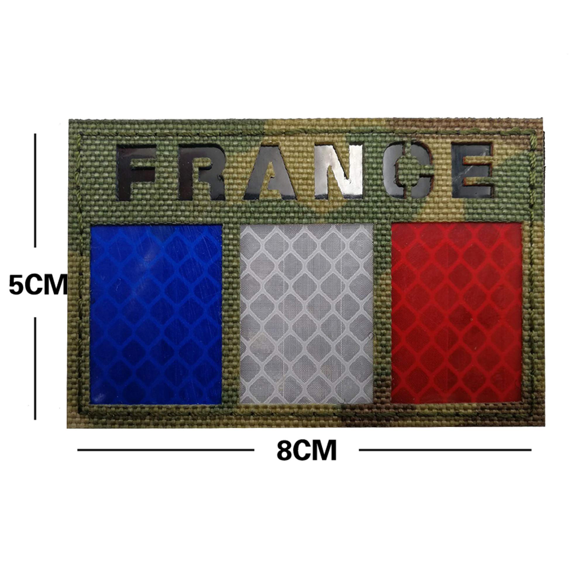 Set Di 4 Toppe Tattiche Morale Con Bandiera Della Francia E Retro IR Riflettente - Ricamate, Con Attacco A Strappo Per Zaini E Vestiti - 4