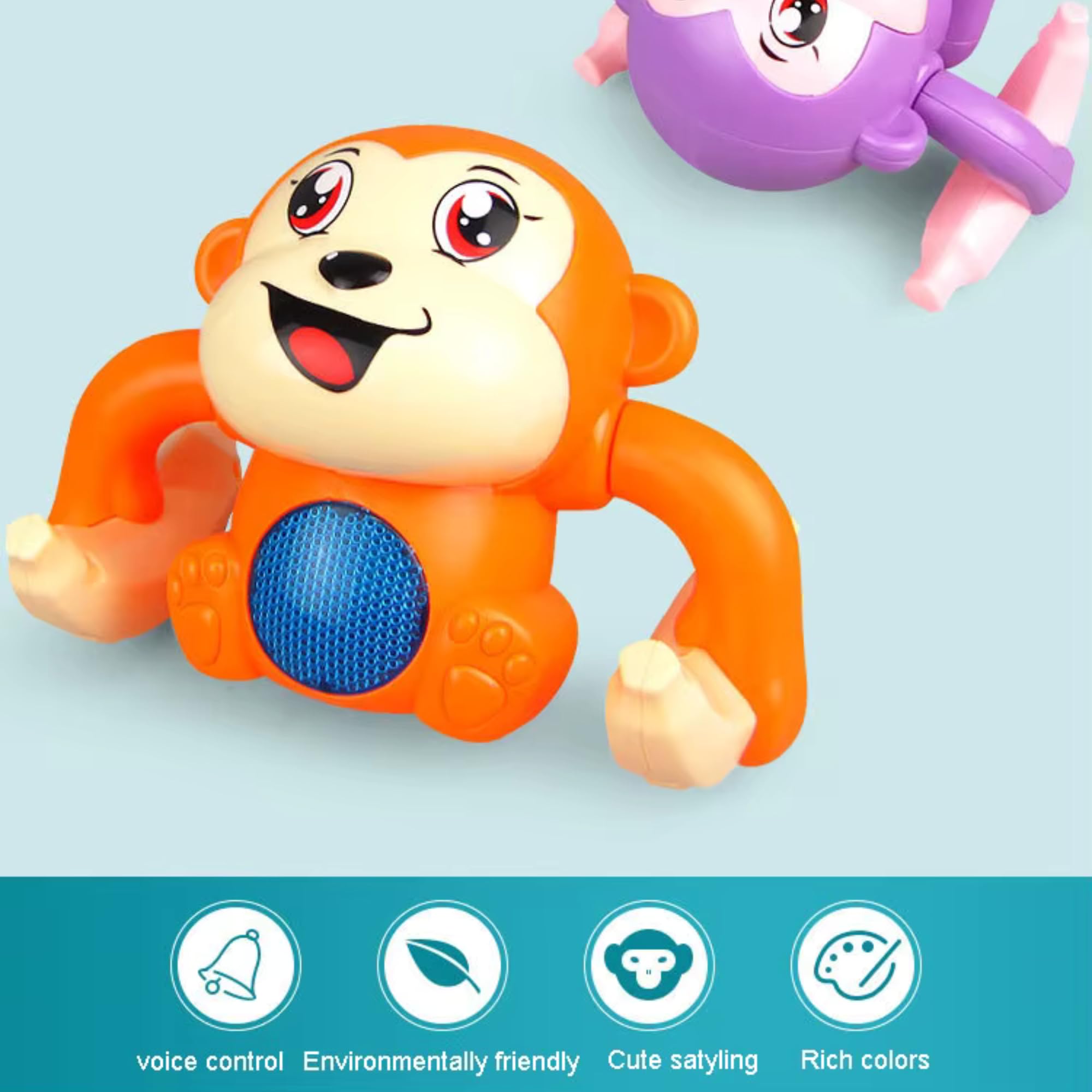 Vibgyor Vibes Light and Sound Funny Rolling Monkey with Banana-Random Colors Will be Sent 4