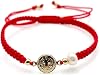 Divine Bracelet featuring St. Benedict Medal and Mother of Pearl Red Nylon Woven Adjustable fit for Women