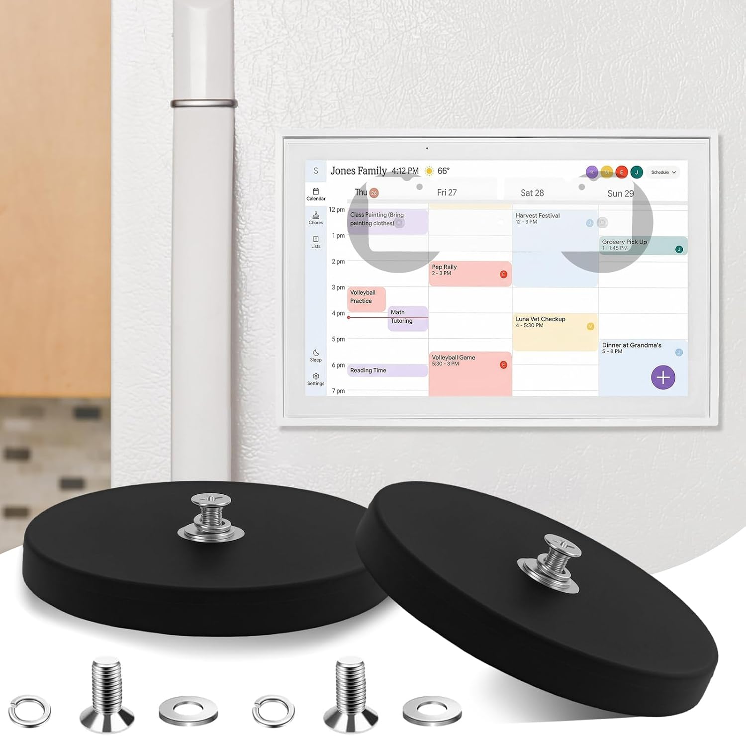 Magnet Mount Compatible with Skylight Calendar 15.6 Inch, Works with Original Part C Mounting Plate, No Drill Refrigerator Magnetic Holder Accessories