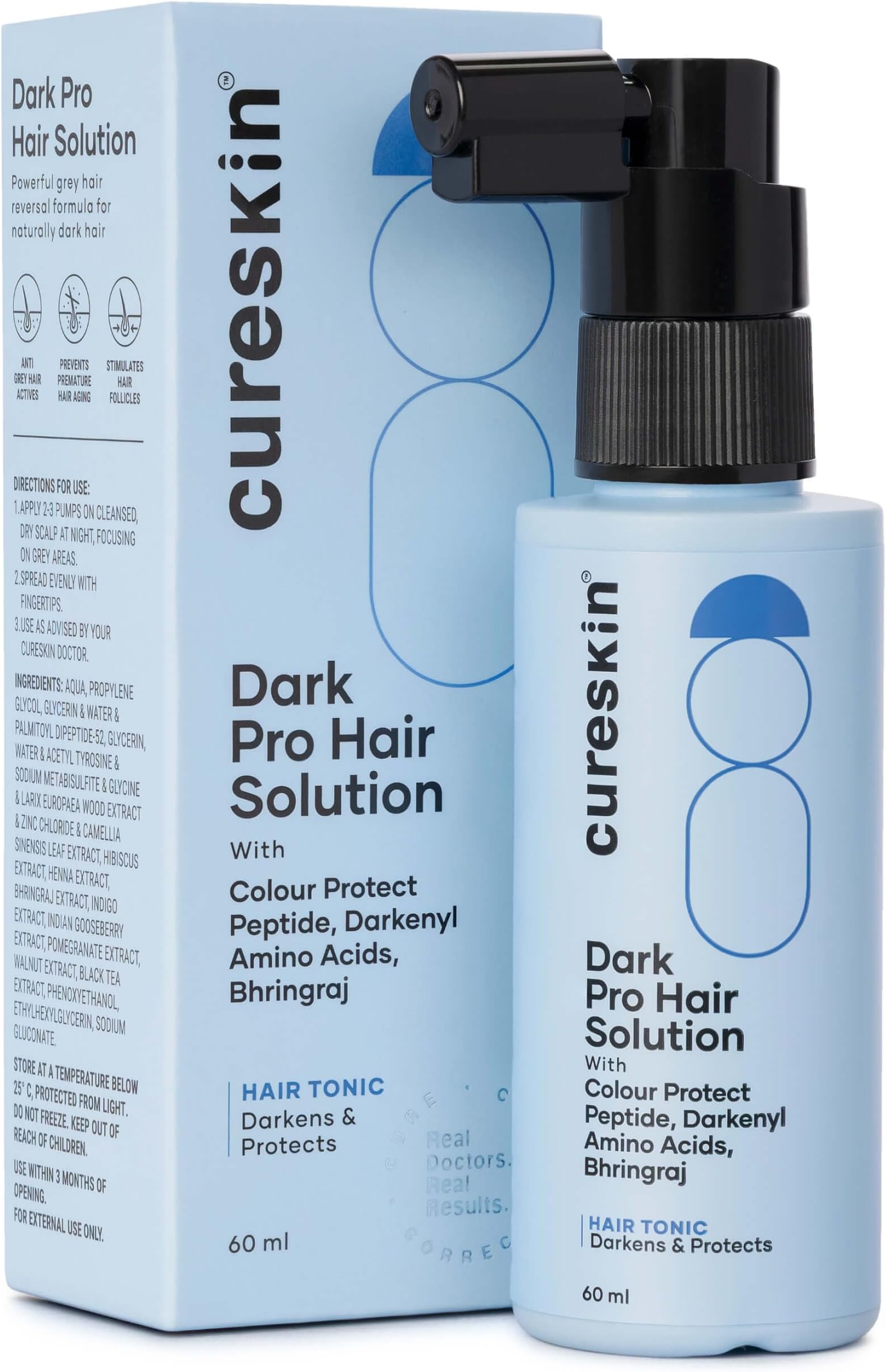 Anti Grey Hair Serum | Reverses & Limits Hair Greying | Dark Pro Hair Solution Natural Hair Darkener, 60 ml (Pack of 1)