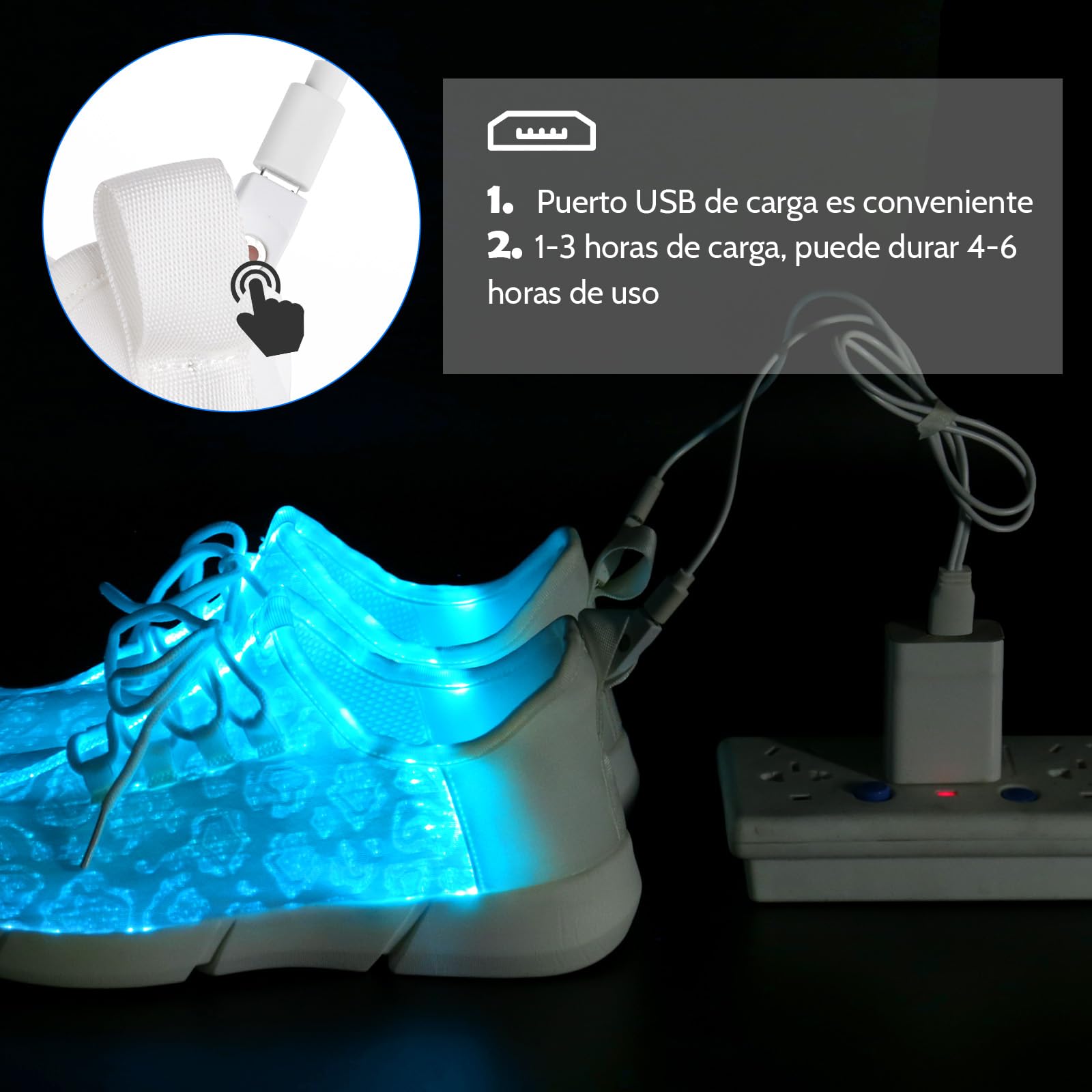 Shinmax Fiber Optical - Zapatos LED para Hombre y Mujer, 10 Colores, Carga USB, Luminosos, Ligeros, para Halloween, Navidad, Fiestas, cumpleaños