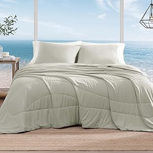 Monbix ChillChilla Cooling Comforter Queen Size-3 Pieces Cooling Blankets for Hot Sleepers and Night Sweats, Double-Sided Summer Queen Comforter Set, Breathable Lightweight Blanket Grey