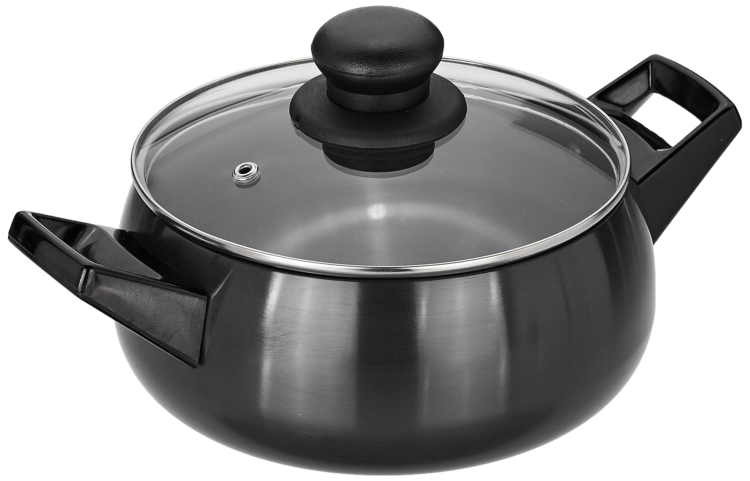 Amazon Brand - Solimo Hard Anodized Casserole with Glass Lid and Induction Bottom (17 cm, 2 L)