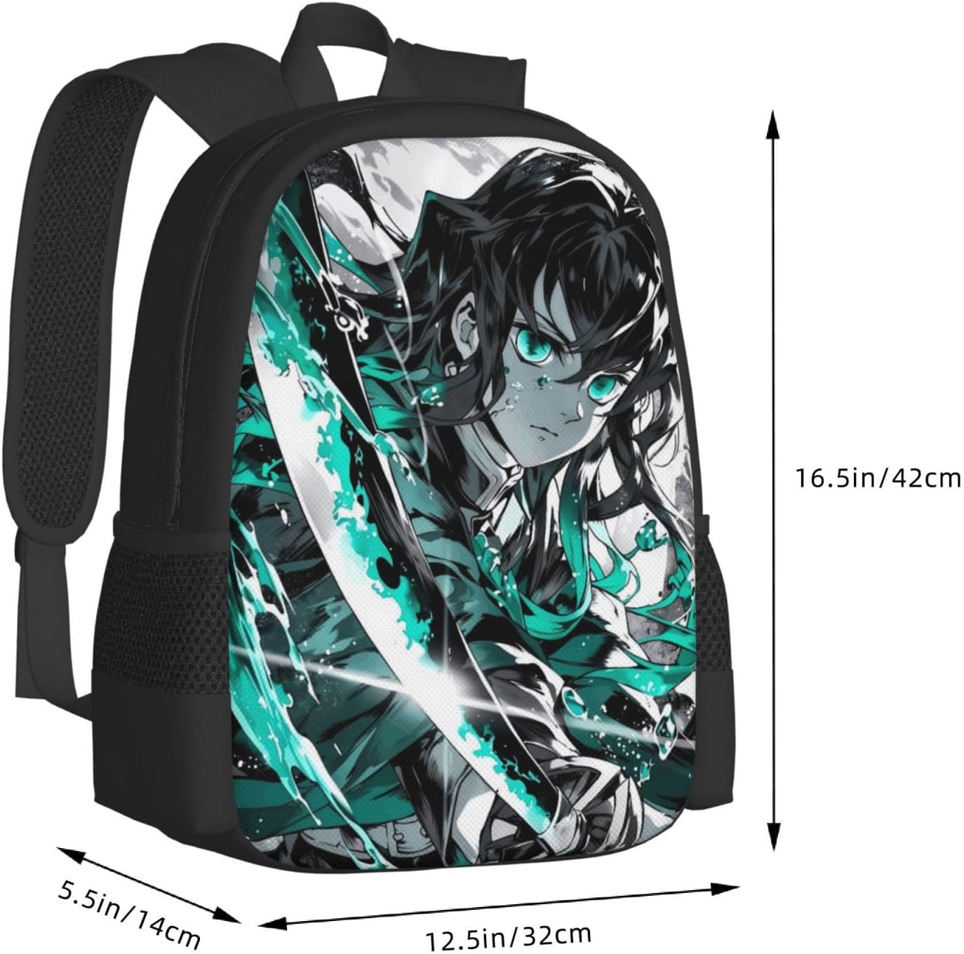 Muichiro Backpack,3d Print Laptop Backpack Lightweight Casual Daypack Bookbag Multi-Function Travel Backpack 16.5 In