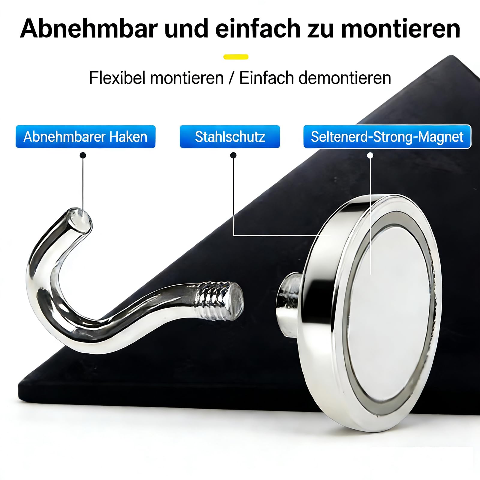 18 Pezzi Ganci Magnetici Extra Forti Neodimio Calamita con Gancio Potente Piccole non c'è bisogno di Fare Buchi Magneti Frigotelaioin Ferro Soffitto Cucina Pesante Magnet 16mm